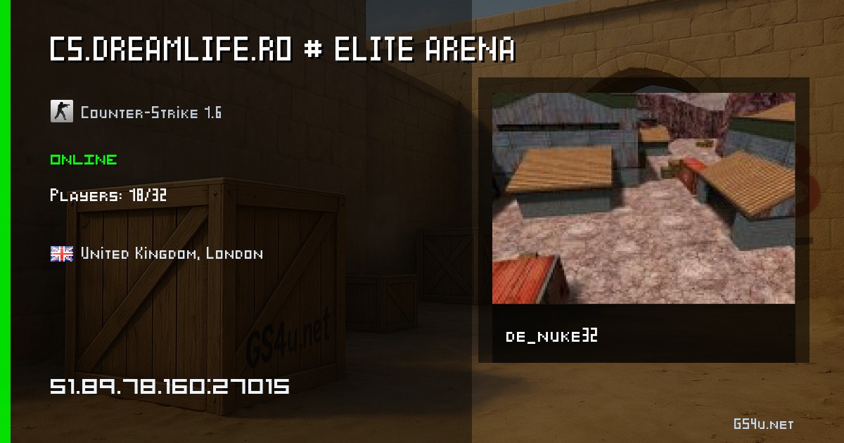 CS.DREAMLIFE.RO # ELITE ARENA - CS 1.6 server - 51.89.78.160:27015