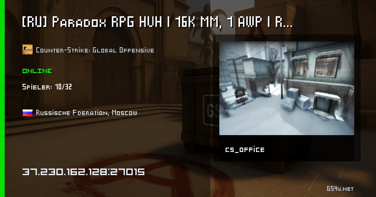 [RU] Paradox RPG HVH | 16K MM, 1 AWP | RollFix - CS:GO server